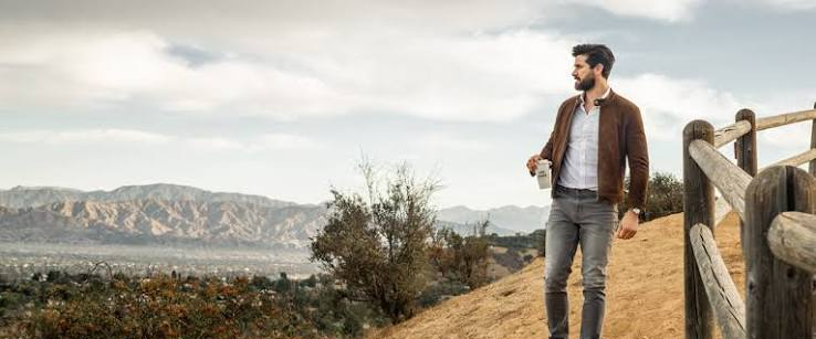 Gentleman wearing heritage brown suede jacket on California trail